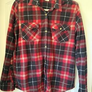 O'Neill Red and Black Plaid Fleece Shirt Jacket